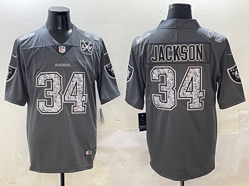 Men Oakland Raiders #34 Jackson Grey Nike 2025 Limited NFL Jersey style 3